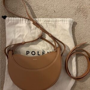 Polene Camel Leather Crossbody Bag